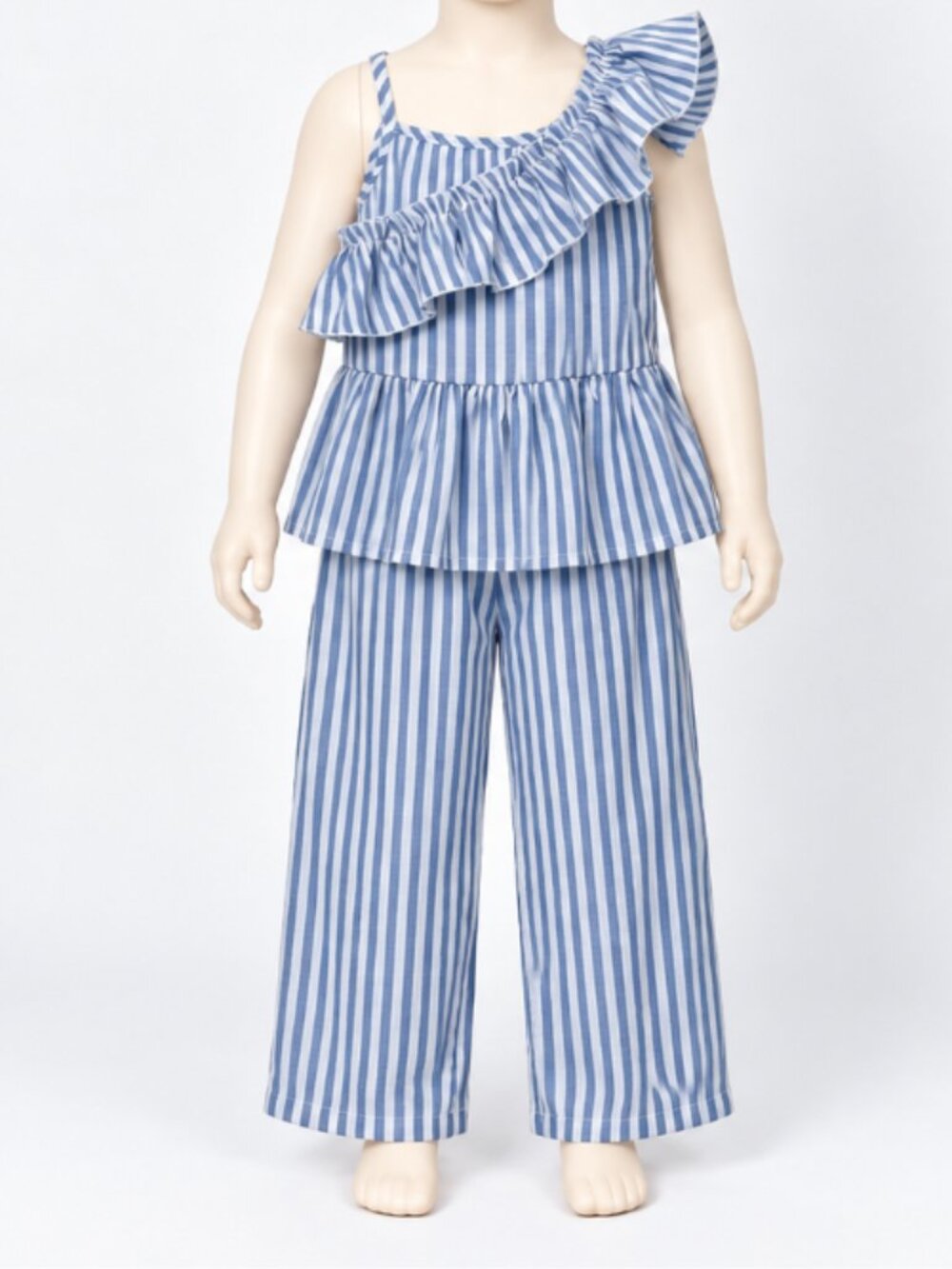 SHEIN Girls 2-Piece Blue & White Striped Suit Size 7Yrs